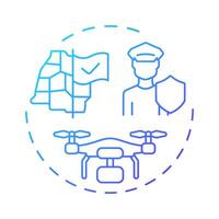 Internal control and return blue gradient concept icon. Migration. Four filter model of IBM system. Round shape line illustration. Abstract idea. Graphic design. Easy to use in promotional material vector