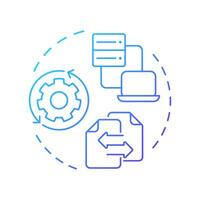 Product data transformation blue gradient concept icon. Goods information processing. Feature of PIM. Round shape line illustration. Abstract idea. Graphic design. Easy to use in presentation vector