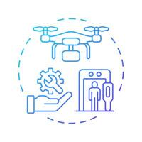 Technical integration blue gradient concept icon. Security improvement. Area of IBM collaboration. Round shape line illustration. Abstract idea. Graphic design. Easy to use in promotional material vector