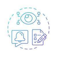 Completion tracking blue gradient concept icon. Tasks progress monitoring. Benefit of using PIM system. Round shape line illustration. Abstract idea. Graphic design. Easy to use in presentation vector