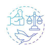 Bird in hand worth two in bush blue gradient concept icon. Value, balance. Metaphor, success. Round shape line illustration. Abstract idea. Graphic design. Easy to use in infographic, presentation vector