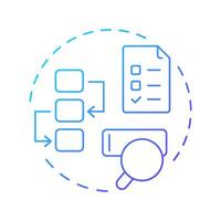SEO specific product data blue gradient concept icon. Optimization for search engines. Key goods information. Round shape line illustration. Abstract idea. Graphic design. Easy to use in presentation vector