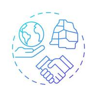 International cooperation blue gradient concept icon. Different countries relations. IBM coordination. Round shape line illustration. Abstract idea. Graphic design. Easy to use in presentation vector