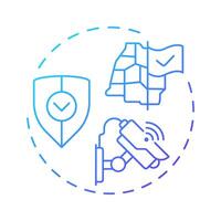 Increased internal security blue gradient concept icon. Preventing crimes. Benefit of border management. Round shape line illustration. Abstract idea. Graphic design. Easy to use in presentation vector