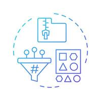 Category creation blue gradient concept icon. Structuring and organizing goods for platform. Feature of PIM. Round shape line illustration. Abstract idea. Graphic design. Easy to use in presentation vector