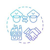 Intra service cooperation blue gradient concept icon. Collaboration within agency. Level of IBM coordination. Round shape line illustration. Abstract idea. Graphic design. Easy to use in presentation vector