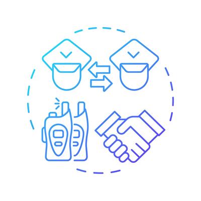 Intra service cooperation blue gradient concept icon. Collaboration within agency. Level of IBM coordination. Round shape line illustration. Abstract idea. Graphic design. Easy to use in presentation