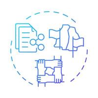 Cross border cooperation blue gradient concept icon. Four filter model of border management. Round shape line illustration. Abstract idea. Graphic design. Easy to use in promotional material vector