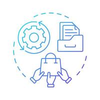 Product information management blue gradient concept icon. Centralized data collecting system. E commerce. Round shape line illustration. Abstract idea. Graphic design. Easy to use in presentation vector