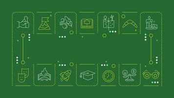 Life idioms green word concept. Social communication, networking. Relationships, interactions. Horizontal image. Headline text surrounded by editable outline icons vector