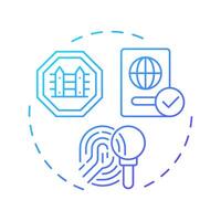 Travel document security blue gradient concept icon. Strict ID verification protocols. Goal of IBM. Round shape line illustration. Abstract idea. Graphic design. Easy to use in presentation vector