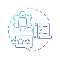 Product experience management blue gradient concept icon. Optimizing content for multiple sales channels. Round shape line illustration. Abstract idea. Graphic design. Easy to use in presentation vector