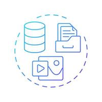 Digital assets management blue gradient concept icon. E commerce data storage system. Feature of PIM. Round shape line illustration. Abstract idea. Graphic design. Easy to use in presentation vector
