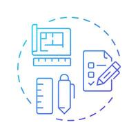 Technical data blue gradient concept icon. Measurable attributes of goods. Product information sheet. Round shape line illustration. Abstract idea. Graphic design. Easy to use in presentation vector