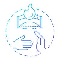 Burn bridges blue gradient concept icon. Social relationships, networking. Idiom, advice. Round shape line illustration. Abstract idea. Graphic design. Easy to use in infographic, presentation vector
