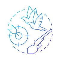 Kill two birds with one stone blue gradient concept icon. Personal efficiency, multitasking. Round shape line illustration. Abstract idea. Graphic design. Easy to use in infographic, presentation vector