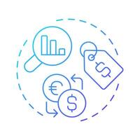 Pricing information blue gradient concept icon. Financial details of goods analytics. Product data sheet. Round shape line illustration. Abstract idea. Graphic design. Easy to use in presentation vector