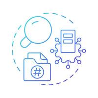 Product data enrichment blue gradient concept icon. Additional attributes of e commerce goods. Feature of PIM. Round shape line illustration. Abstract idea. Graphic design. Easy to use in presentation vector