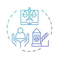 Respect of fundamental rights blue gradient concept icon. Protection. Benefit of border management. Round shape line illustration. Abstract idea. Graphic design. Easy to use in promotional material vector