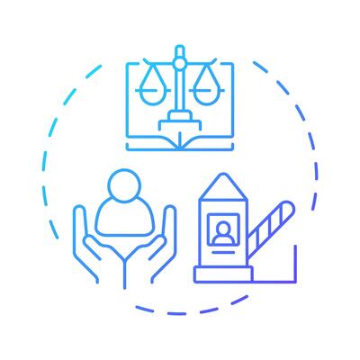 Respect of fundamental rights blue gradient concept icon. Protection. Benefit of border management. Round shape line illustration. Abstract idea. Graphic design. Easy to use in promotional material