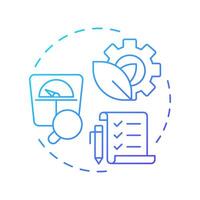 Product specifications blue gradient concept icon. Features and performance capabilities. Goods data sheet. Round shape line illustration. Abstract idea. Graphic design. Easy to use in presentation vector