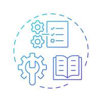 Product documents blue gradient concept icon. Instructions, manuals, certificates. Key goods information. Round shape line illustration. Abstract idea. Graphic design. Easy to use in presentation vector