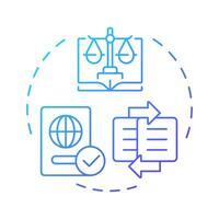 Legislative integration blue gradient concept icon. Law regulation. Area of IBM collaboration. Round shape line illustration. Abstract idea. Graphic design. Easy to use in promotional material vector