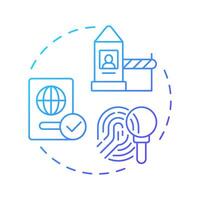 Boundaries control blue gradient concept icon. Security. Four filter model of integrated border management. Round shape line illustration. Abstract idea. Graphic design. Easy to use in presentation vector