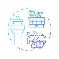 Aerodrome control blue gradient concept icon. Aircraft fueling. Air traffic towers. Service, technology. Round shape line illustration. Abstract idea. Graphic design. Easy to use in article, blog post vector