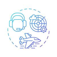 Air traffic advisory services blue gradient concept icon. Flight operator, controller. Radar technology. Round shape line illustration. Abstract idea. Graphic design. Easy to use in article, blog post vector