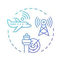 Aeronautical communication blue gradient concept icon. Tower control, technology. Flight management. Round shape line illustration. Abstract idea. Graphic design. Easy to use in article, blog post vector