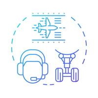 Approach control blue gradient concept icon. Flight operator, controller. Terminal maneuvering. Round shape line illustration. Abstract idea. Graphic design. Easy to use in article, blog post vector