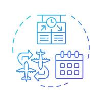 Traffic flow management blue gradient concept icon. Time, schedule. Flight route, coordination. Round shape line illustration. Abstract idea. Graphic design. Easy to use in article, blog post vector