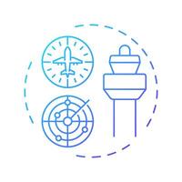 Airspace management blue gradient concept icon. Tower control, radar system. Flight tracking. Round shape line illustration. Abstract idea. Graphic design. Easy to use in article, blog post vector