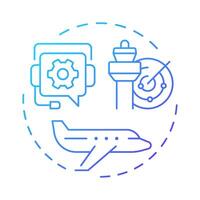 Air traffic control blue gradient concept icon. Communication systems. Service, technology. Round shape line illustration. Abstract idea. Graphic design. Easy to use in article, blog post vector