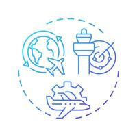Air traffic services blue gradient concept icon. Tower control, guidance. Airspace management. Round shape line illustration. Abstract idea. Graphic design. Easy to use in article, blog post vector