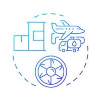 Burn less fuel blue gradient concept icon. Aircraft management, flight operation. Aerodrome control. Round shape line illustration. Abstract idea. Graphic design. Easy to use in article, blog post vector