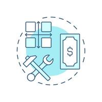 Function cost matrix soft blue concept icon. Product usability, service development. Round shape line illustration. Abstract idea. Graphic design. Easy to use in infographic, presentation vector
