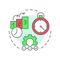 Progress iteratively with feedback multi color concept icon. Efficiency, productivity. Round shape line illustration. Abstract idea. Graphic design. Easy to use in blog post, presentation vector