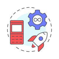 DevOps multi color concept icon. Software development, technology. Efficiency, productivity. Round shape line illustration. Abstract idea. Graphic design. Easy to use in blog post, presentation vector