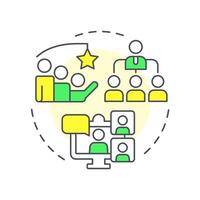 Organizations and people multi color concept icon. Corporate hierarchy. Teamwork organization, workflow. Round shape line illustration. Abstract idea. Graphic design. Easy to use in blog post vector