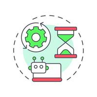 Optimize and automate multi color concept icon. Workflow efficiency, productivity. Round shape line illustration. Abstract idea. Graphic design. Easy to use in blog post, presentation vector