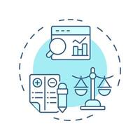 Evaluation soft blue concept icon. Statistical metrics analysis. Balance sheet, comparison scales. Round shape line illustration. Abstract idea. Graphic design. Easy to use in infographic vector