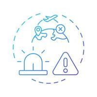 Airspace infringement blue gradient concept icon. Air traffic control, regulation. Alert, restriction. Round shape line illustration. Abstract idea. Graphic design. Easy to use in article, blog post vector