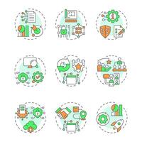 ITIL and Itsm multi color concept icons. Software development, workflow organization. Customer experience. Icon pack. Round shape illustrations for blog post. Abstract idea vector