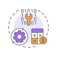 Optimize it resources multi color concept icon. Cost efficiency, software development. Round shape line illustration. Abstract idea. Graphic design. Easy to use in blog post, presentation vector