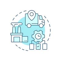Value stream mapping soft blue concept icon. Process map. Manufacturing, distribution. Round shape line illustration. Abstract idea. Graphic design. Easy to use in infographic, presentation vector