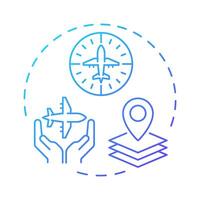 Aeronautical navigation blue gradient concept icon. Aircraft tracking, flight management. Round shape line illustration. Abstract idea. Graphic design. Easy to use in article, blog post vector