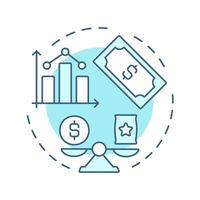 Cost value soft blue concept icon. Statistical graph, chart. Expenses, finance. Round shape line illustration. Abstract idea. Graphic design. Easy to use in infographic, presentation vector