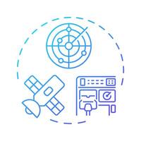Aeronautical surveillance blue gradient concept icon. Satellite navigation, radar system. Round shape line illustration. Abstract idea. Graphic design. Easy to use in article, blog post vector